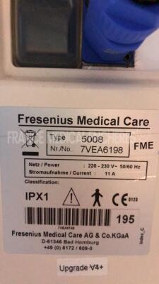 Lot of 2 Fresenius Dialysis 5008 - S/W V3.95/V4.57 - count 48761/52607 hours (Both power up) - 9