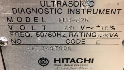 Hitachi Ultasound EUB-525 w/ Mitsubishi Printer P91 and Footswitch (Powers up) - 7