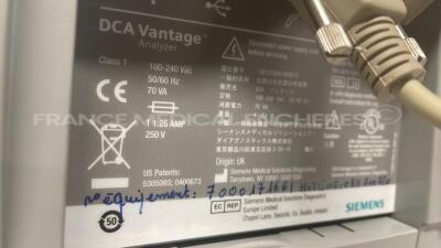Lot of 2 Siemens Multi Parameter Analyzers for glycemic control DCA Vantage - S/W 4.4.0.0 - w/ barcode scanner - 10 boxes of 10 reagent kits DCA system hemoglobin A1c expiration date 04/2023 (Powers up) - 9
