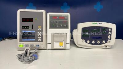 Lot of Edan Vital Signs Monitor M3A - YOM 2014 w/ SPO2 sensor and MCM Vital Signs Monitor 404 and WelchAllyn Vital Signs Monitor 53NTP - no power cables - one untested due missing power cable