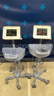 Lot of 2 Colin Vital Signs Monitors T105S - no power cables (Both power up)