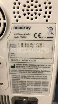 Mindray Vital Signs Monitor VS 800 YOM 2014 (Powers up) - 7