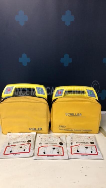 Lot of 2 Schiller Defibrillators FRED - Untested due to missing batteries