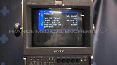 Olympus Video Trolley TV-2 w/ Sony Trinitron Color Video Monitor PVM-9L3 - YOM 2005 and Sony Color Video Printer UP-1800EPM and Olympus Camera Control Unit OTV-S6C and Olympus Camera Head OTV-S6H-1L (All power up) - 4