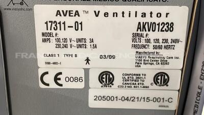 Viasys Ventilator Avea - YOM 2009 - S/W 4.2 - Count 23969H (Powers up) - 7