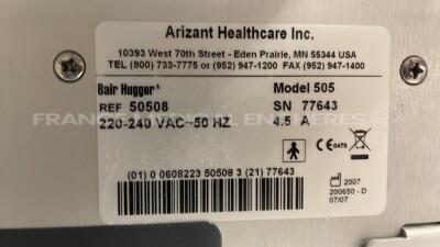 Lot of 2 Arizant Patient Warming System Bair Hugger 505 YOM 2007 and 1 Augustine Medical Patient Warming System Bair Hugger 505 (All power up) - 7