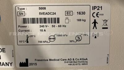 Lot of 2 Fresenius Dialysis 5008 Cordiax - YOM 2015 - S/W 4.57 Count 17704H and 19622H (Both power up) - 11