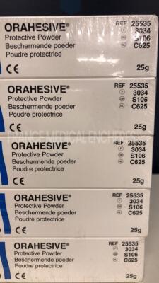 Lot of 10 Convatex Protective Powder Orahesive 25535 use by 10/2021 and 10 Convatex Protective Paste Orabase 129730 use by 09/2021 and 65 Abbott Disposable Unfolder Platinium 1 Series Cartridges 1MTEC30 use by 05/2018 and 1 Smiths medical Portex Tracheo - 2