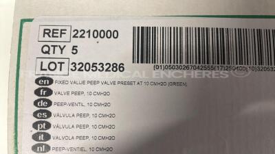 Lot of Armstrong Medical Peep Valves AMPV9010 and Intersurgical Fixed Valve Peep Valve Presets (10cm) and Intersurgical Superset Straight Catheter Mounts (70mm-150mm) 3504000 and Intersurgical Adult Aerosol Masks Ecolite 1188015 - 8