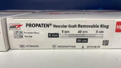 Lot of 9 Gore Propaten Vascular Graft Removable Rings Heparin - 3x 8mm x 80cm / 3x 8mm x 50cm / 1x 6mm x 80 cm / 1x 6mm x 50cm / 1x 10mm x 30cm - 3