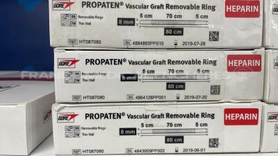 Lot of 9 Gore Propaten Vascular Graft Removable Rings Heparin - 3x 8mm x 80cm / 3x 8mm x 50cm / 1x 6mm x 80 cm / 1x 6mm x 50cm / 1x 10mm x 30cm - 5