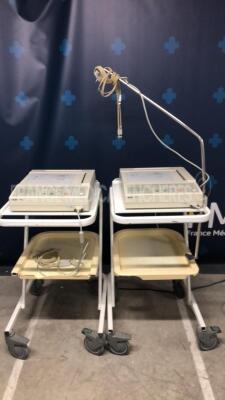 Lot of 2 ¨Philips ECG Pagewriter 100 M1772A - w/ ECG electrodes and trolleys (Both power up)