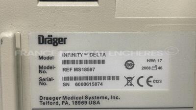 Drager Patient Monitor Infinity Delta - YOM 2008 - VF8.2-W - no power supply (Powers up) - 7