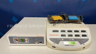 Lot of Smith and Nephew Electrosurgical Vulcan - YOM 2004 w/ Footswitch and Smith and Nephew Electrosurgical Dyonics RF - YOM 2011 (Both power up)