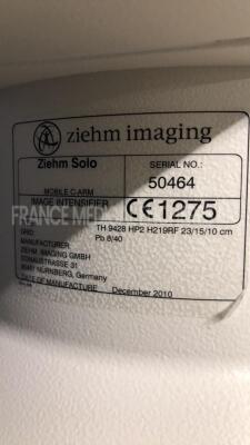 Ziehm C-Arm Solo - YOM 2010 - S/W 1.87 - line voltage 230V -image intensifier TH 9428 HP2 H219RF 23/15/10 CM - Tube changed in December 2018 - max KVP 110 KV - total 3.9 MM AI +0.1MM CU - focal spot O.5 - tube housing Solo pulse tested and functional (Po - 14