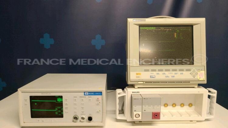 Lot of HP Patient Monitor M1204A and Hellige Patient Monitor Vicom SMK-11 - no power cables (Both power up)