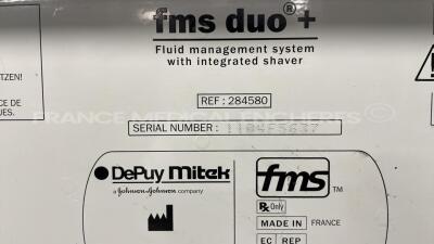 Lot of 2 Depuy Mitek Fluid Management System with integrated shaver FMS Duo plus - no power cables ( Both power up) - 5