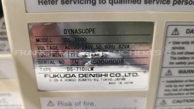 Lot of Fukuda Denshi Patient Monitor DS 7200 -YOM 2012 and Fukuda Denshi Patient Monitor DS 7100 - YOM 2008 - no power cables (Both power up) - 5