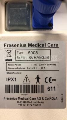 Fresenius Dialysis 5008 Cordiax - S/W V4.57 - Count 25001 hours (Powers up) - 9