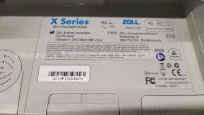 Zoll X Series Defibrillator / Monitor *Mfd - 2019* with Pacer, ECG, SPO2, NIBP, CO2, P1, P2, P3, T1, T2 and Printer Options, SPO2 Finger Sensor, NIBP Cuff and Hose, Paddle Lead, External Hard Paddles, 1 x Flat Battery and User Manual (Powers Up and Passes - 11