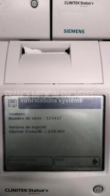 Lot of 5 Siemens Urine Analysers Clinitek Status + - S/W 2.630.001, 2.620.001, 2.500.001, 2.500.001, and 2.500.001 (All power up) - 3