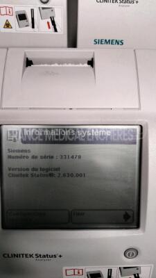 Lot of 5 Siemens Urine Analysers Clinitek Status + - S/W 2.630.001, 2.630.001, 2.400.001, 2.500.001, and 2.500.001 - No power supplies (All power up) - 7