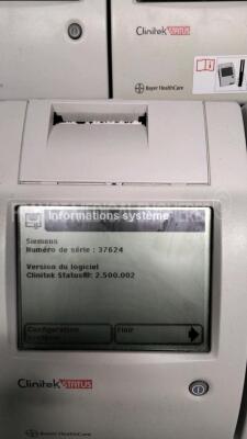 Lot of 5 Siemens Urine Analysers Clinitek Status - S/W 2.400.003, 1.500:001, 2.400.002, 2.500.002, and 2.500.002 - no power supplies (All power up) - 5