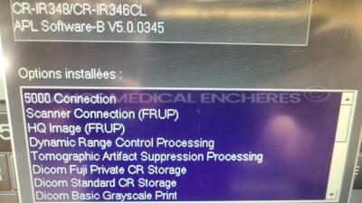 Fujifilm Computed Radiography Capsula XL CR-IR 350 - YOM 02/2008 - S/W 3.2 with workstation including FCR software B V5.0.0.345 - options 5000 connection - scanner connection (FRUP) - HQ image (FRUP) - dynamic range control processing - tomographic arti - 11