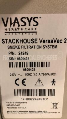 Viasys Smoke Filtration System Stackhouse VersaVac 2 - no power cable ( Powers up) - 5