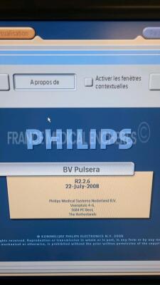 Philips C-Arm BV Pulsera - YOM 2006 - S/W R2.2.6 - X-ray generator monoblock 80 kHz high-frequency, micro-processor controlled generator X-ray tube Rotating anode tube with active heat management - Nominal power 15 kW: 120 kV, 125 mA - Analog video out 1 - 15