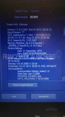 GE Ultrasound Voluson I - YOM 01/2013 - S/W 8.2.2.947 - options DICOM 3 - sono NT - sono RS w/ E8C-RS probe YOM 01/2015 - 4C-RS probe YOM .08/2013 -Sony digital graphic printer UP-D897 (Powers up) - 5