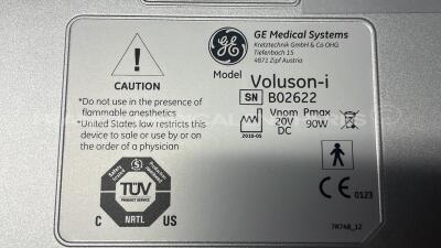 GE Ultrasound Voluson I - YOM 05/2010 - S/W 8.1.6.893 - options DICOM 3- 3D/4D expert - vocal 2 - VCI - sono AVC - w/ RIC5-9W-RS probe YOM 07/2011 - 4C-RS probe YOM .05/2010 -Sony digital graphic printer UP-D897 (Powers up) - 17