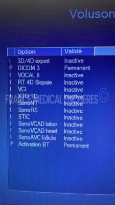 GE Ultrasound Voluson I - YOM 05/2009 - S/W 8.2.2.947 - options DICOM 3 - w/ E8C-RS probe YOM 07/2014 - 4C-RS probe YOM .07/2010 -Sony digital graphic printer UP-D897 (Powers up) - 7