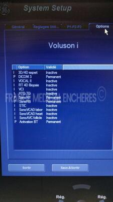 GE Ultrasound Voluson I - YOM 09/2013- S/W 8.2.2.947 - options DICOM 3 - sono NT - sono RS w/ E8C-RS probe YOM 04/2020- 4C-RS probe YOM .02/2012 -Mitsubishi printer P95 (Powers up) - 8