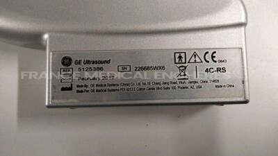 GE Ultrasound Voluson I - YOM 09/2013- S/W 8.2.2.947 - options DICOM 3 - sono NT - sono RS w/ E8C-RS probe YOM 04/2020- 4C-RS probe YOM .02/2012 -Mitsubishi printer P95 (Powers up) - 13