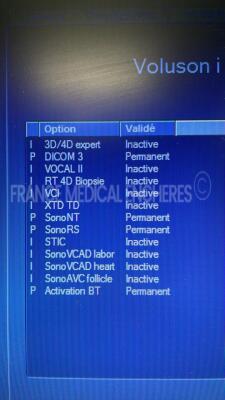 GE Ultrasound Voluson I - YOM 08/2013- S/W 8.2.2.947 - options DICOM 3 - sono NT - sono RS w/ E8C-RS probe YOM 10/2016- 4C-RS probe YOM .07/2013-Mitsubishi printer P95 (Powers up) - 7