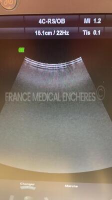 GE Ultrasound Voluson I - YOM 08/2013- S/W 8.2.2.947 - options DICOM 3 - sono NT - sono RS w/ E8C-RS probe YOM 10/2016- 4C-RS probe YOM .07/2013-Mitsubishi printer P95 (Powers up) - 13