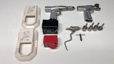 Set of Stryker Orthopedic Motors System 7 including Dual Trigger Drill 7205 - Sagittal Saw 7208 - attachments Dual trigger pin collet 7203-126 - Hudson modified trinkle 6203-135 - AO large drill 6203-210 - Triathlon 6203-170 - Small drill 6203-110 - 2 