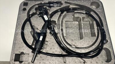 Fujinon Gastroscope EC-530ZWM- YOM 2008 Engineer's report : Optical system no fault found ,Angulation no fault found , Insertion tube no fault found , Light transmission no fault found , Channels no fault found, Leak check no fault found -small dots on 