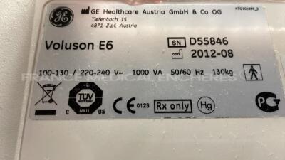 GE Ultrasound Voluson E6 - YOM 08/2012 - trackball to be repaired - w/ 4C-D probe YOM 09/2010 - 11L-D probe YOM 06/2010 - RIC5-9D probe YOM 02/2008 - SP10-16-D probe YOM 12/2017 - RAB4-8-D probe YOM 03/2016 - Sony digital graphic printer UP-D897 (Powers u - 38