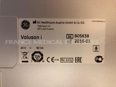 GE Healthcare Voluson I BT14 - 01/2016 - S/W 14.0.0 in excellent condition - Tested and controlled by GE Healthcare France – Ready for clinical use - Options - DICOM 3- sono NT - w/ RIC5-9W-RS probe YOM 12/2015 (Powers up) - 12