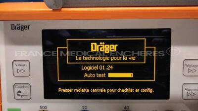 Drager Transport Ventilator Oxylog 3000 - YOM 2005 - S/W 1.24 - no power cable (Powers up) - 2