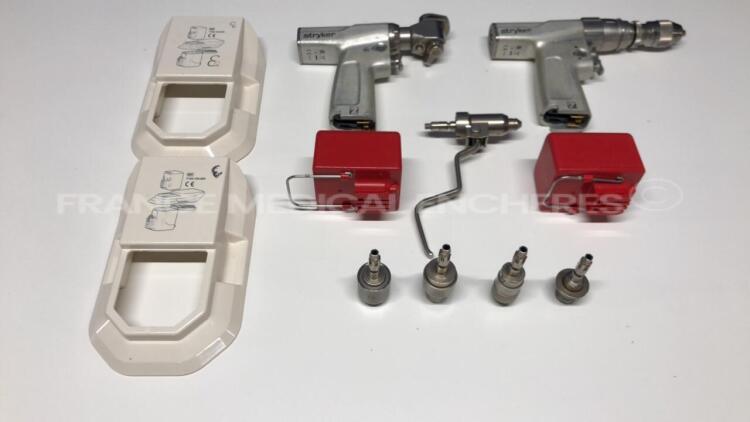 Set of Stryker Orthopedic Motors System 7 including Dual Trigger Drill 7205 - Sagittal Saw 7208 - attachments Dual trigger pin collet 7203-126 - Hudson modified trinkle 6203-135 - AO large drill 6203-210 - Triathlon 6203-170 - Small drill 6203-110 - 2