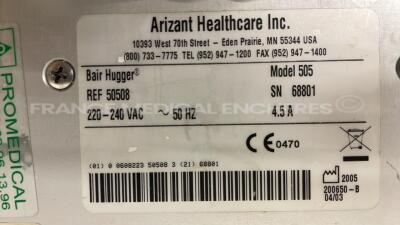 Lot of 3 Arizant Patient Warming Units Bair Hugger 505 - YOM 2005 (All power up) - 8