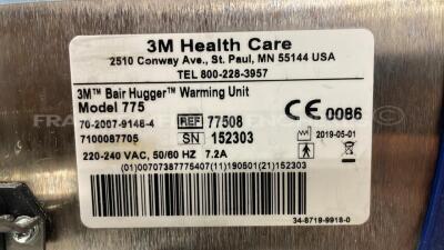 Lot of 3 3M Healthcare Patient Warming Units Bair Hugger 775- YOM 2019 (All power up) - 5