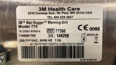 Lot of 3 3M Healthcare Patient Warming Units Bair Hugger 775- YOM 2019 (All power up) - 6