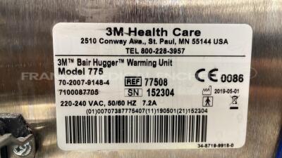 Lot of 3x3M Healthcare Patient Warming Units Bair Hugger 775- YOM 2019 (All power up) - 6