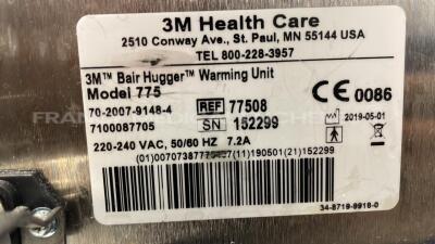 Lot of 3x3M Healthcare Patient Warming Units Bair Hugger 775- YOM 2019 (All power up) - 7