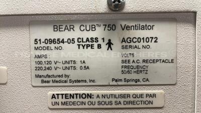 Viasys Infant Ventilator Bear Cub 750 PSV (Powers up) - 6