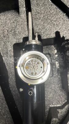 Olympus Gastroscope GIF-Q180 - Engineer's report : Optical system no fault found ,Angulation no fault found , Insertion tube no fault found , Light transmission no fault found , Channels no fault found, Leak check -  leak - folded pipe - 4